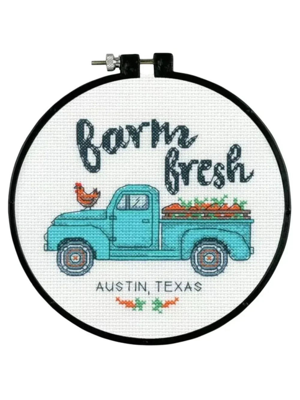 Dimensions Learn Craft Counted Cross Stitch Kit Farm Fresh 72-75819 with Hoop